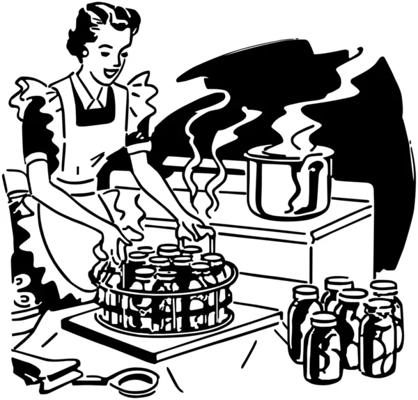 Femme au foyer Canning Fruit — Image vectorielle