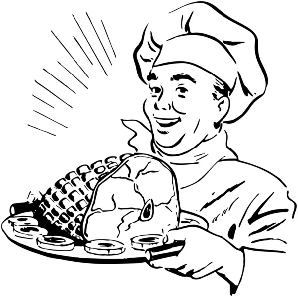 Chef con jamón — Archivo Imágenes Vectoriales