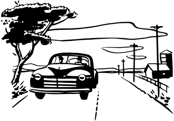 Conduciendo por Country Road — Vector de stock