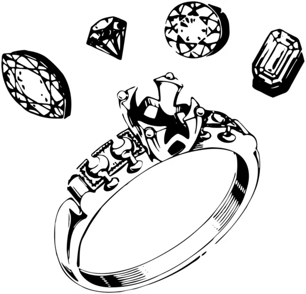 Configuração de anel e pedras preciosas — Vetor de Stock