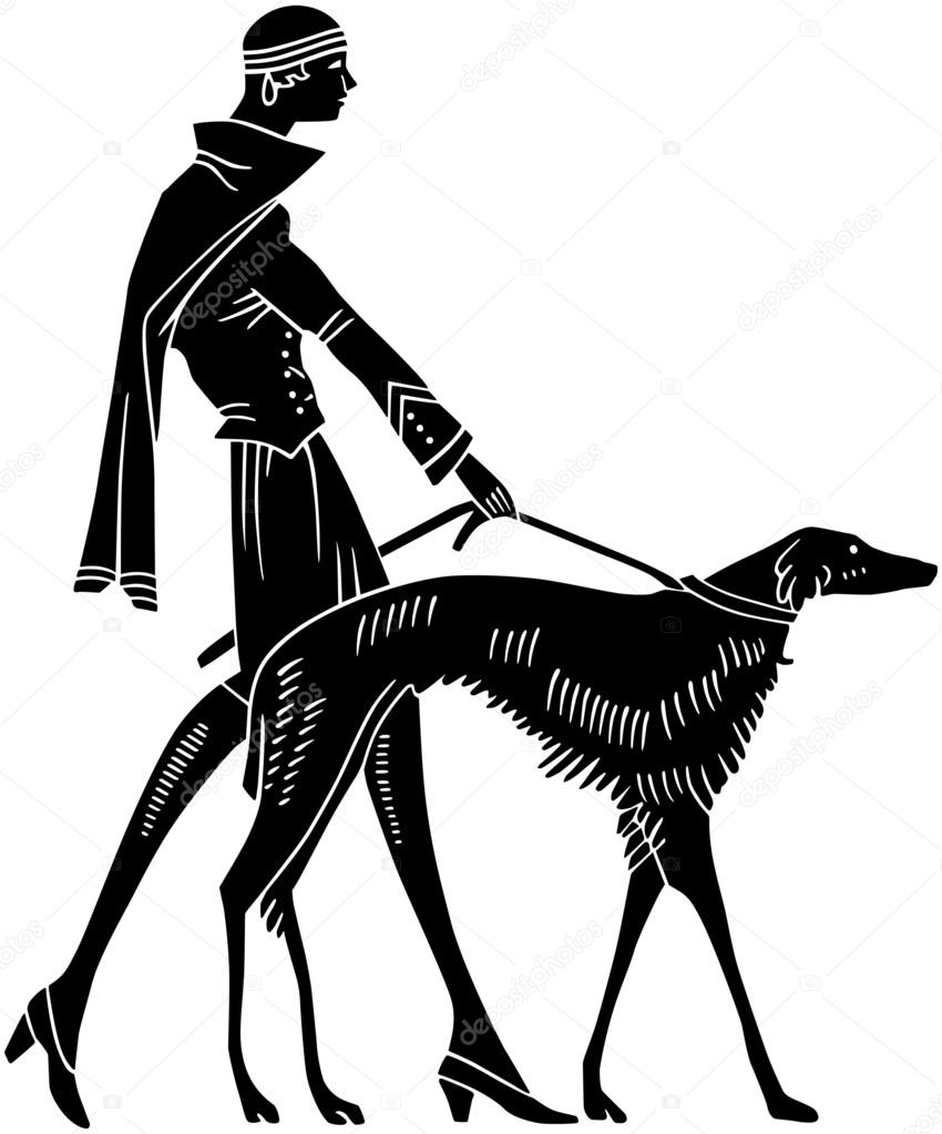 Art Deco Woman With Dog