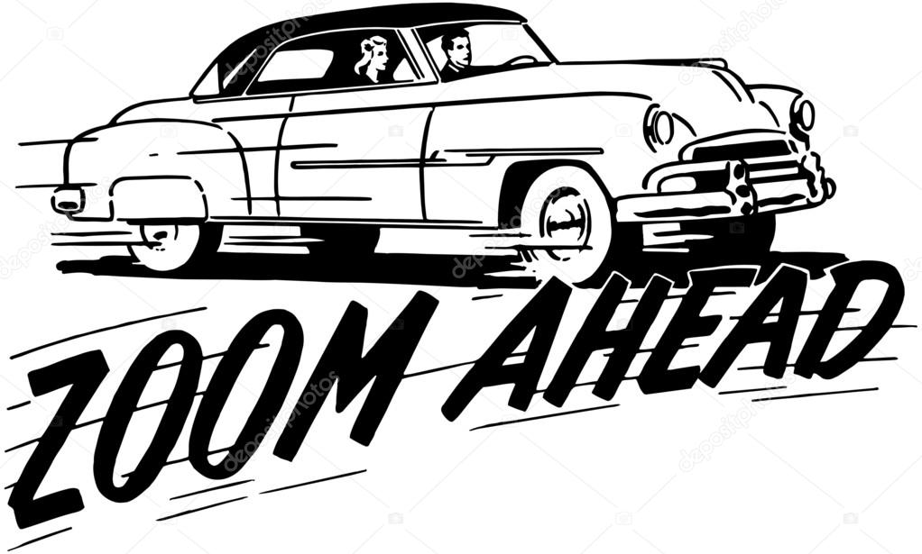 Retro car and inscription Zoom Ahead Stock Vector Image by