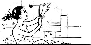 Kadın banyo yapıyor.