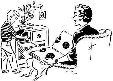 Anne ve oğlu için kayıtları dinleme