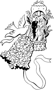 Gelin ve damat Bell ve güvercin