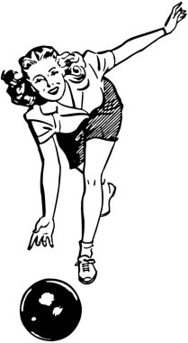 Retro Woman playing Bowling vector Retro Woman playing Bowling vector