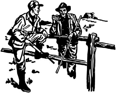 Hunter And Farmer Chatting clipart