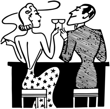 Couple Having Cocktails In Club clipart