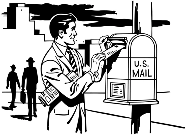 Hombre enviando una carta — Vector de stock