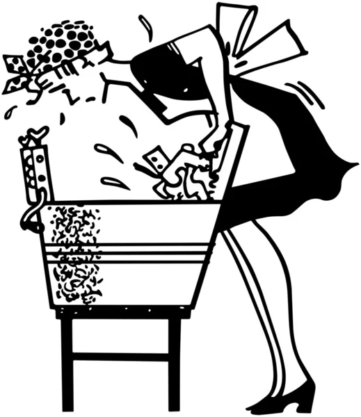 Mujer usando el lavabo — Vector de stock