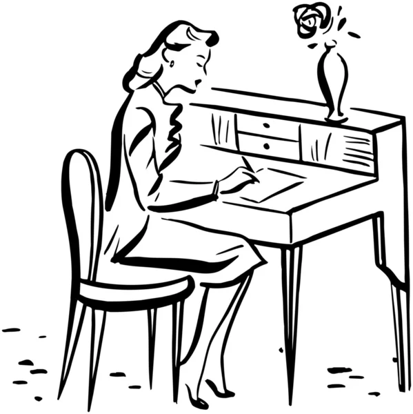 Леди пишет за письменным столом — стоковый вектор