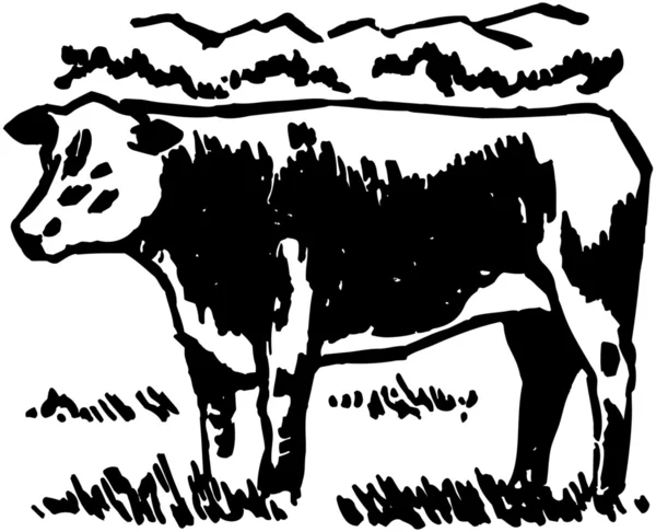 Vaca de dibujo — Vector de stock