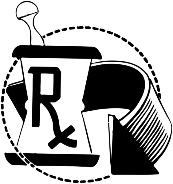 RX mortel met gebogen pijl — Stockvector