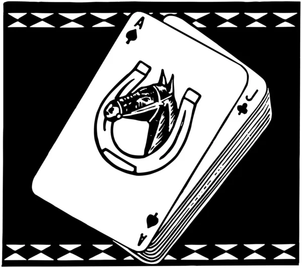 Carreras de caballos jugando a las cartas — Vector de stock