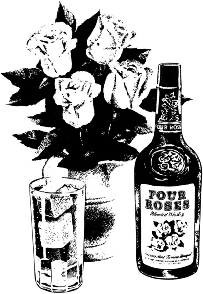 Whisky et roses — Image vectorielle