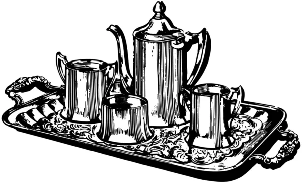 De Silver-koffie service — Stockvector