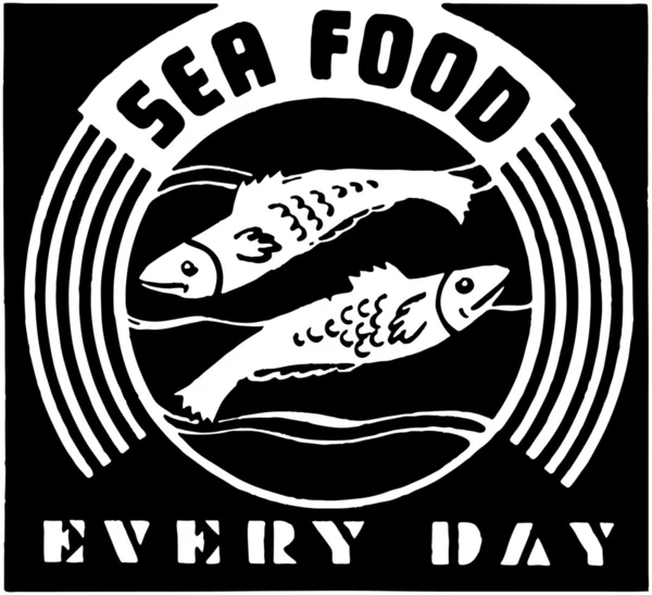 Seafood Every Day — Stock Vector