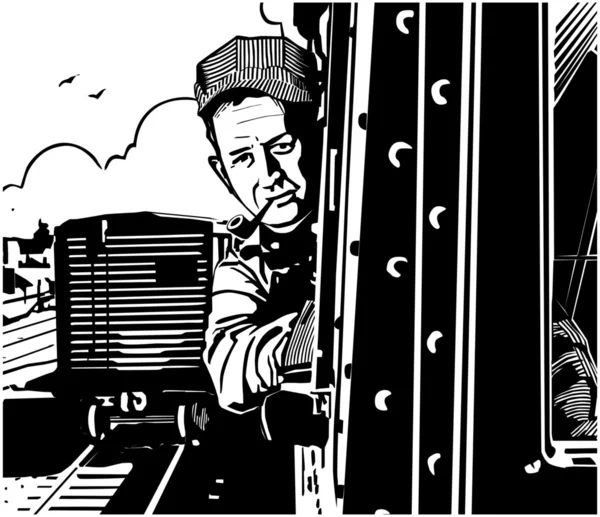 Engenheiro de comboios — Vetor de Stock