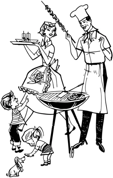 Barbecue in famiglia — Vettoriale Stock