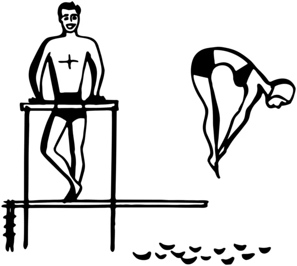 夫人跳板跳水 — 图库矢量图片