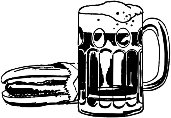 Hot Dog en Root bier — Stockvector