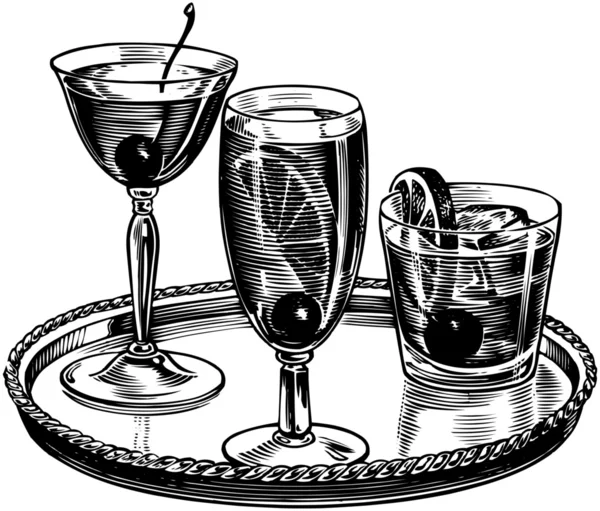 Plateau de cocktails — Image vectorielle