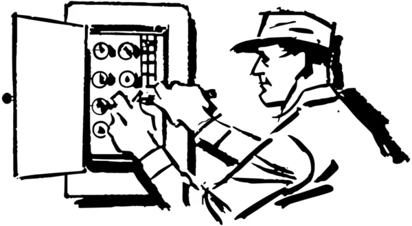 Electricista en el trabajo — Vector de stock