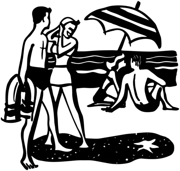 Parejas en la playa — Archivo Imágenes Vectoriales