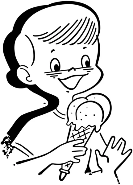 Garçon avec cône de crème glacée — Image vectorielle