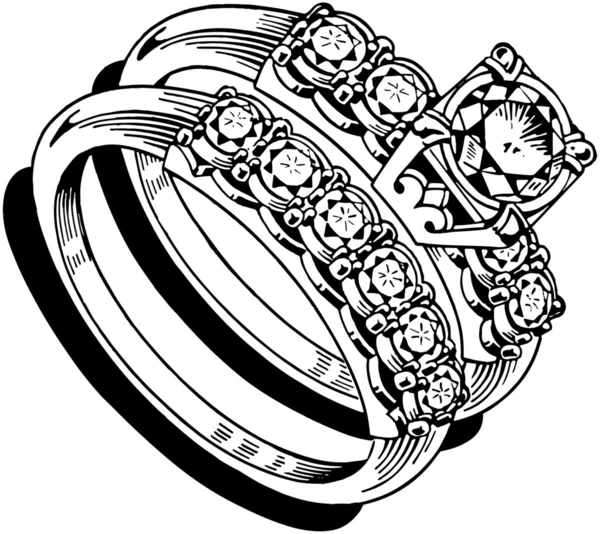 Señoras anillo de boda conjunto — Vector de stock