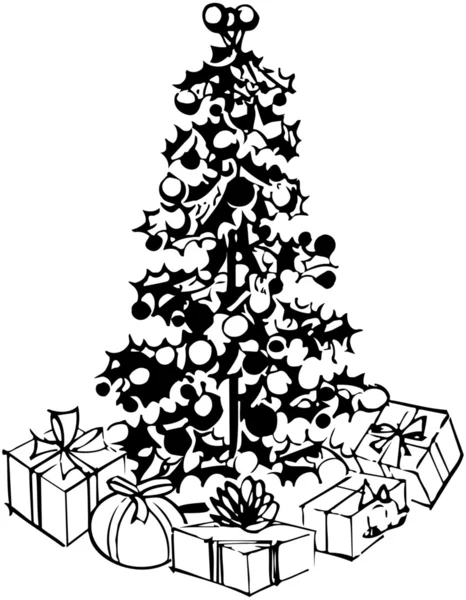 Kerstboom en geschenken — Stockvector