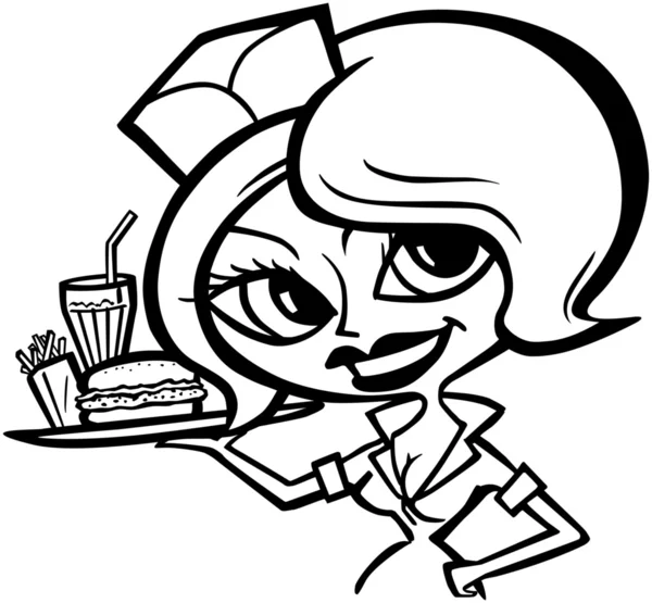 Cute Waitress — Stock Vector