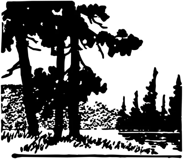 湖のそばの木 — ストックベクタ