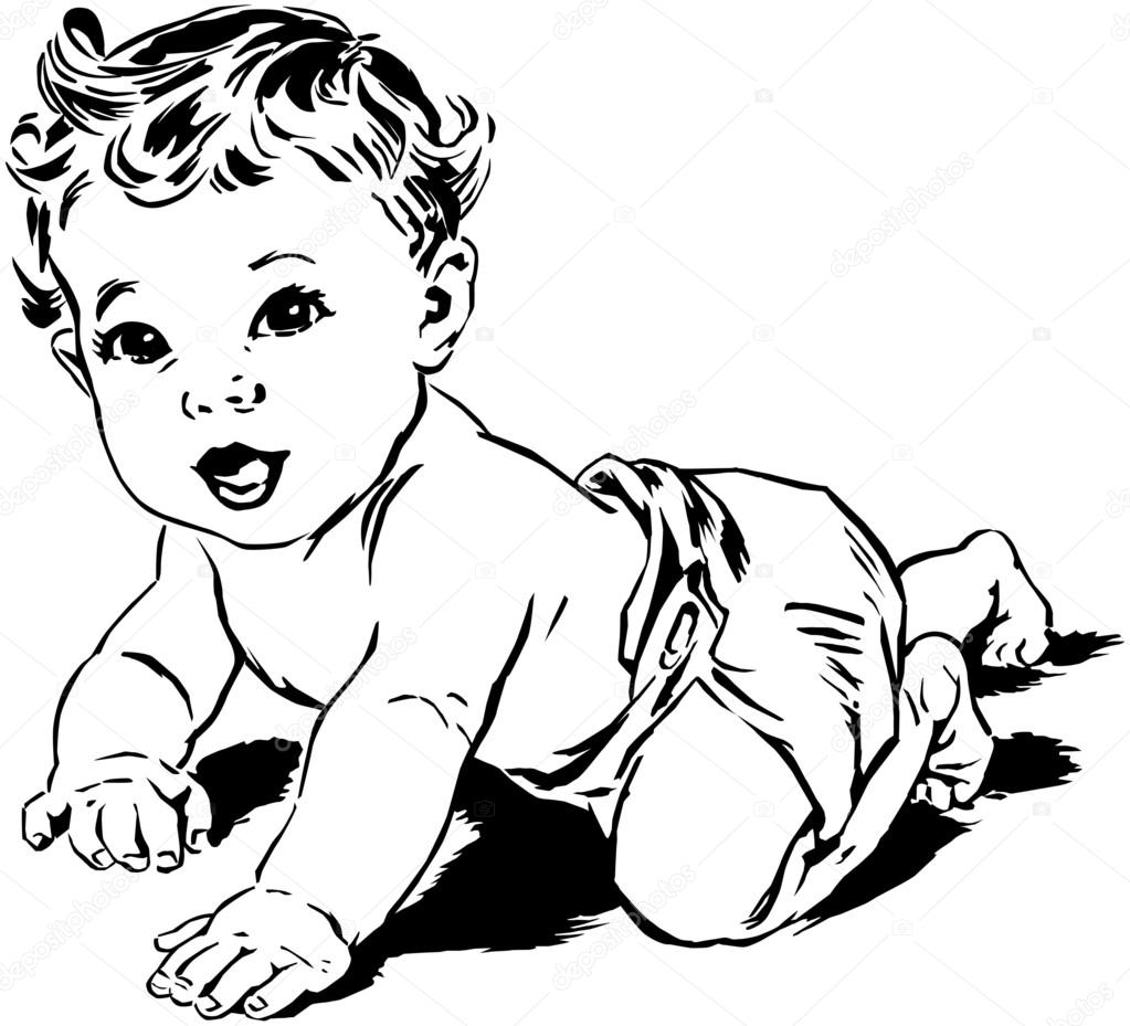 Crawling Baby Stock Vector by ©RetroClipArt 55670599