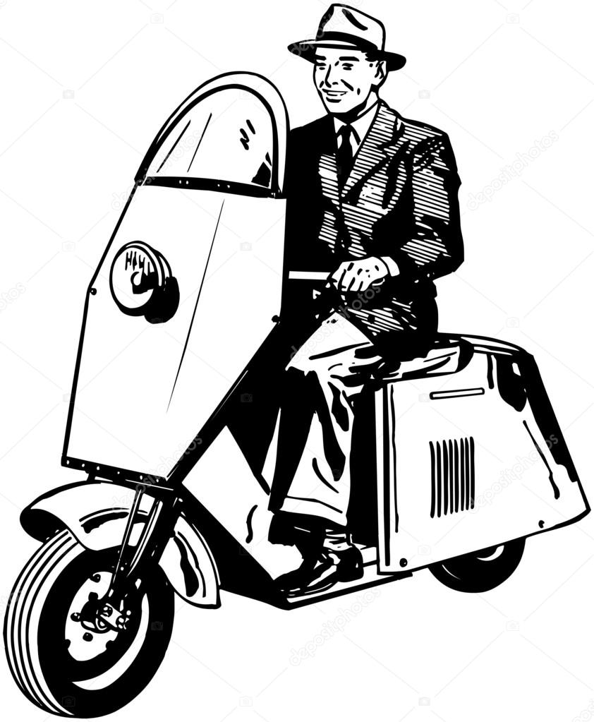 Man Riding Scooter