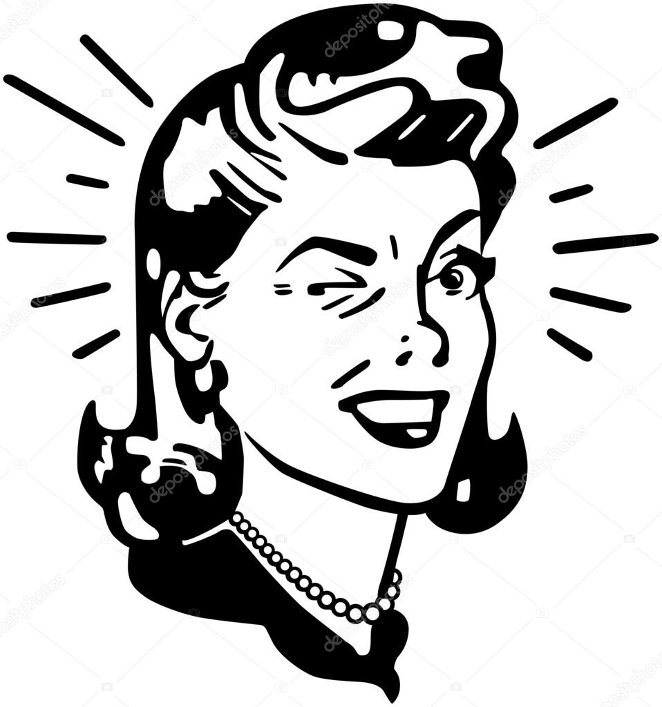 Download Retro Woman Winking — Stock Vector © RetroClipArt #55673481