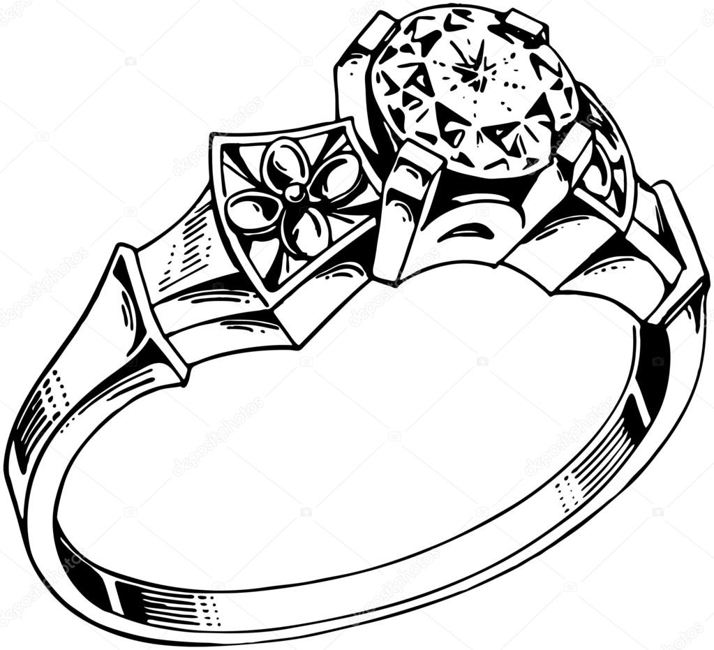 Anillo de diamantes Vector de stock #55674475 de ©RetroClipArt, image size:1023x931