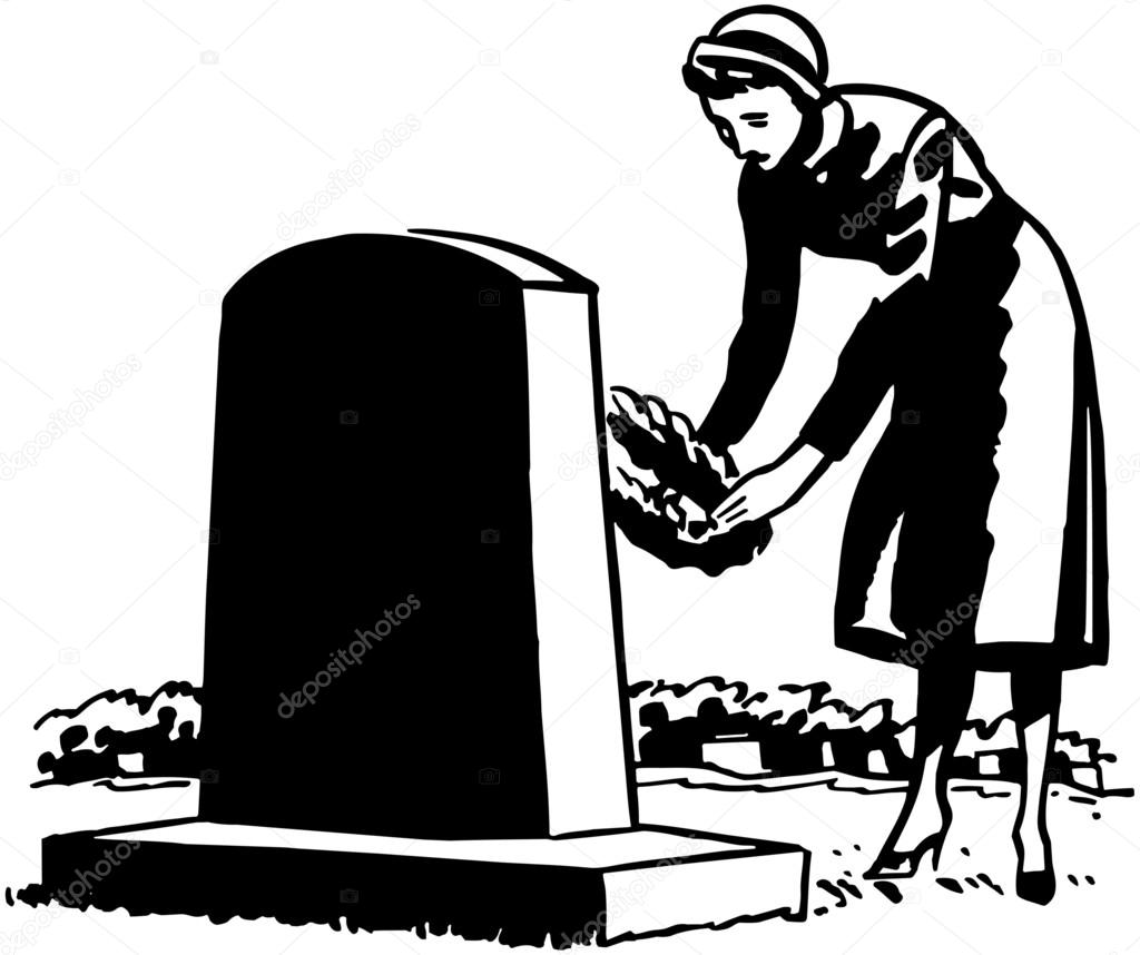 Woman Putting Flowers on grave