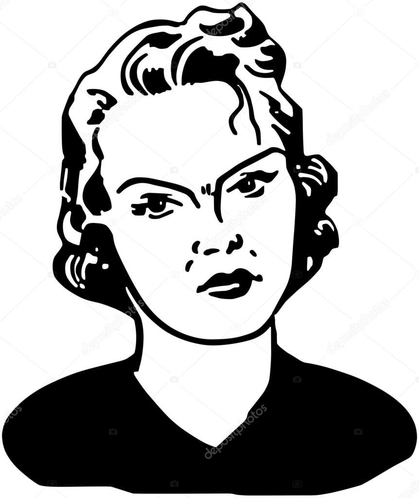 Angry Woman, black and white