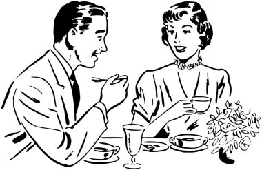 Çizilmiş çift yemek