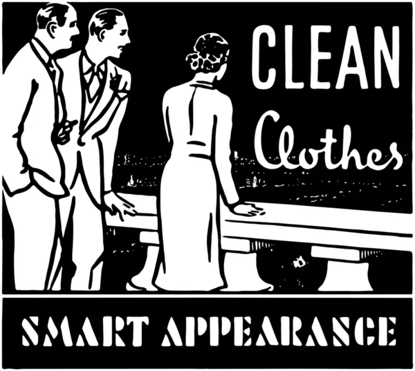 Banner dengan teks Pakaian bersih. Penampilan yang Cerdas - Stok Vektor