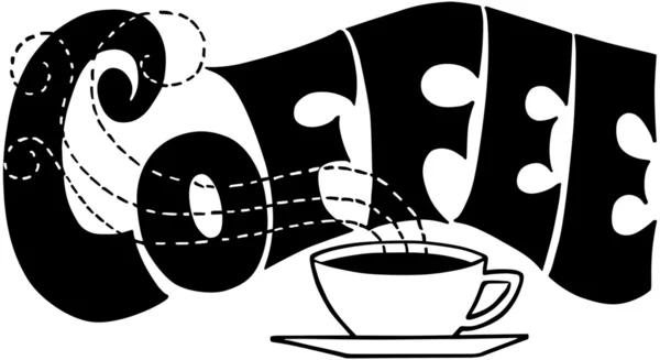 Gezogene Tasse Kaffee und Zeichen - Kaffee — Stockvektor