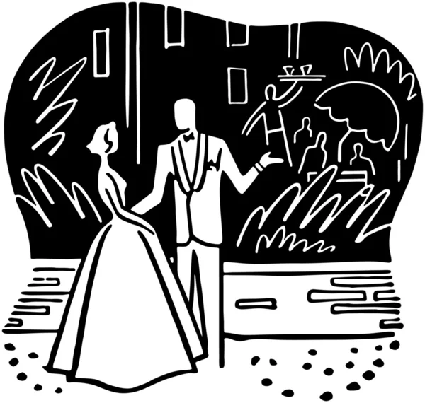 Illustration of Couple Outside Nightclub — Stock Vector