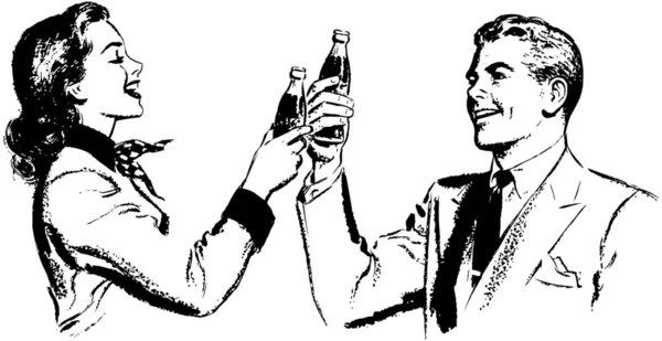 插图的幸福的夫妇敬酒 — 图库矢量图片