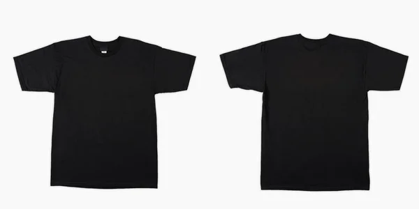 Prázdné Tričko Barva Černá Šablona Přední Zadní Pohled Izolované Bílém — Stock fotografie