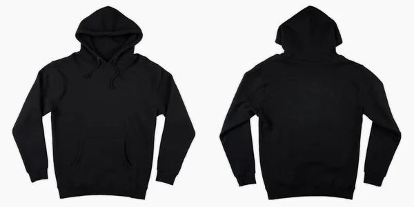 Blank Black Male Hooded Sweatshirt Long Sleeve Clipping Path Mens — 스톡 사진