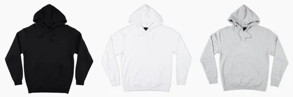 Blank Black White Grey Male Hoodie Sweatshirt Long Sleeve Clipping — 스톡 사진