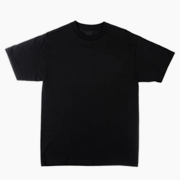 Blank Shirt Cor Preta Modelo Frontal Traseira Vista Modelo Shirt — Fotografia de Stock