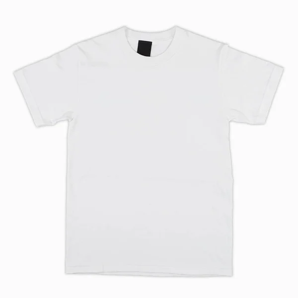 Λευκά Shirt Χρώμα Λευκό Πρότυπο Μπροστά Και Πίσω Όψη Κενό — Φωτογραφία Αρχείου