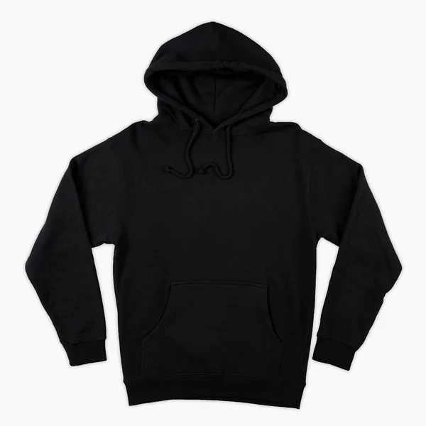 Blank Black Male Hooded Sweatshirt Long Sleeve Clipping Path Mens — 스톡 사진